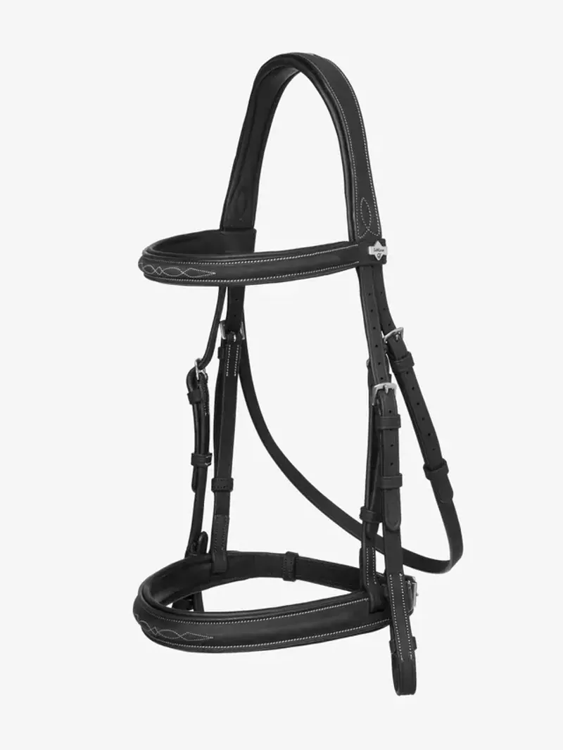 Stitched Hunter Bridle with Laced Reins Black/Silver Full-1