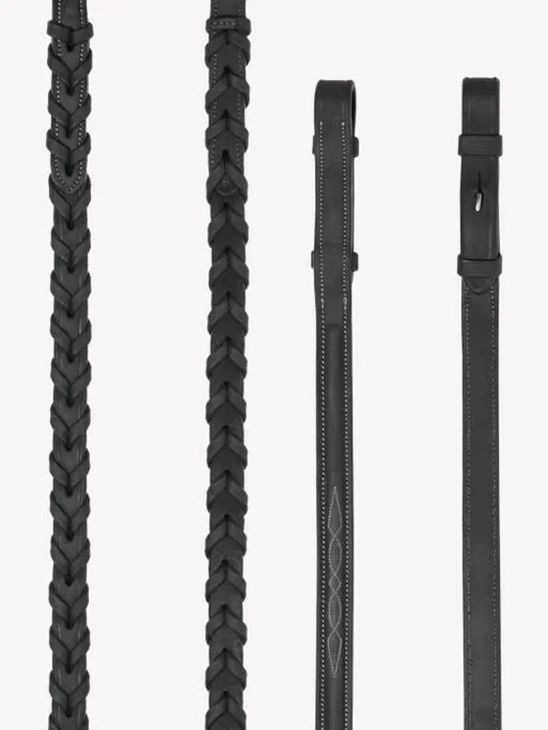 Le Mieux Hunter Laced Reins With Stitching Black/Silver