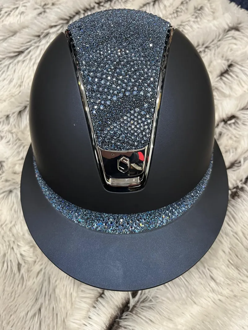 Miss Shadowmatt Crystal Intarsia Top and Front Band Blue Small