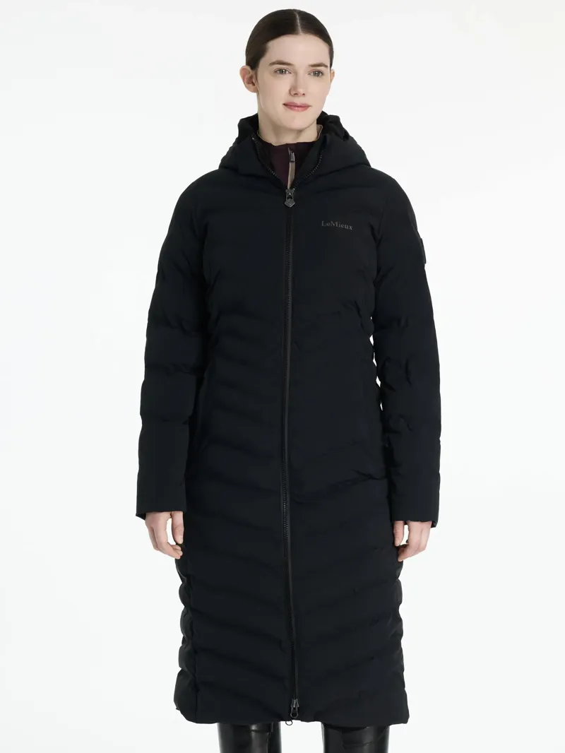 Le Mieux Hayley Water Resistant Longline Puffer Coat Black-1
