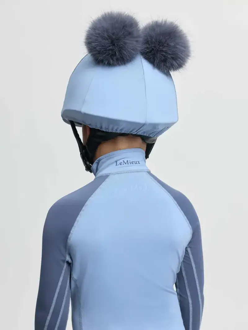 LeMieux Mini Double Pom Hat Silk Powder Blue -1