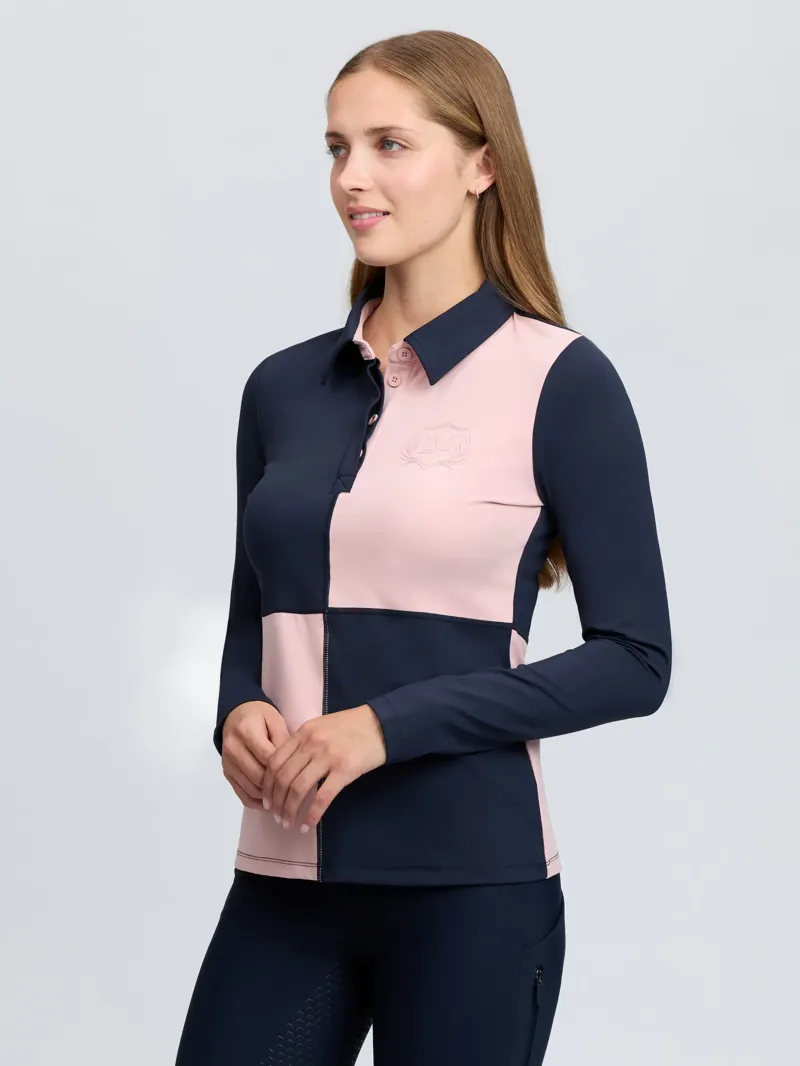 LeMieux Harlequin Rugby Shirt Base Layer Petal/Navy