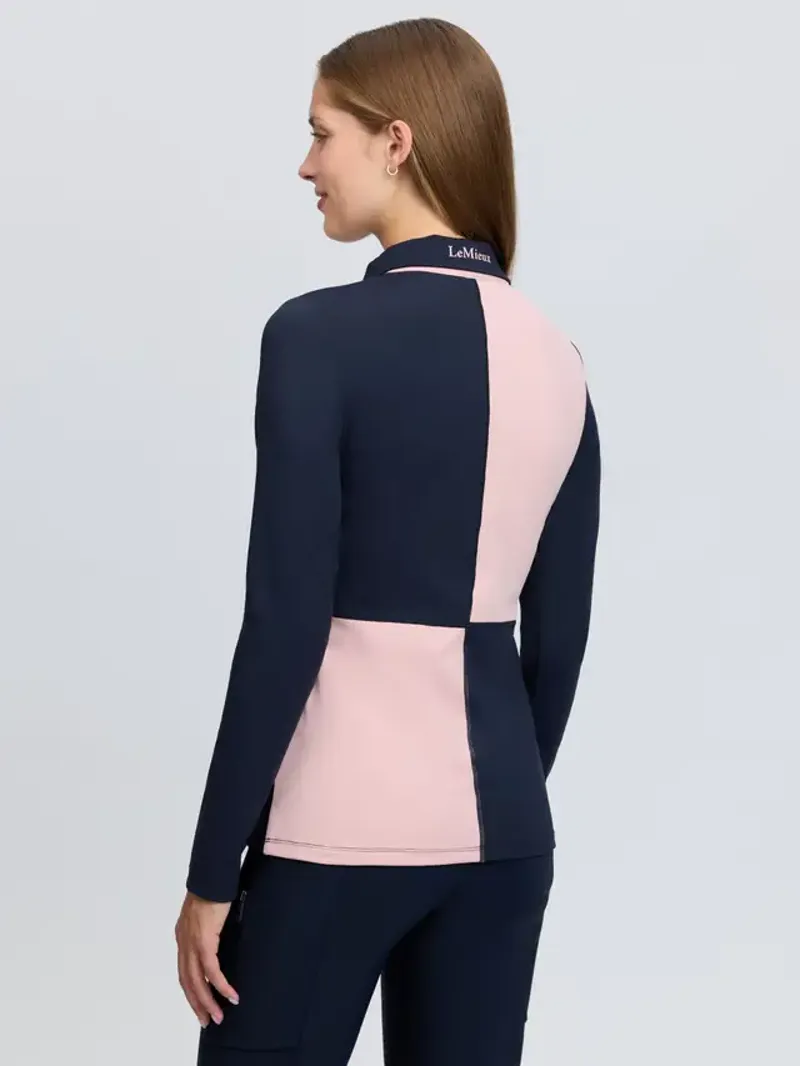LeMieux Harlequin Rugby Shirt Base Layer Petal/Navy-2