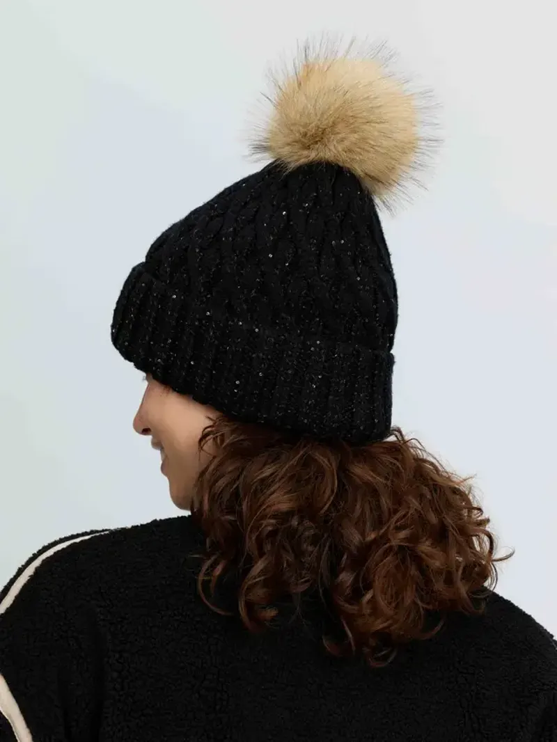 Bernie Sequin Beanie Black-1
