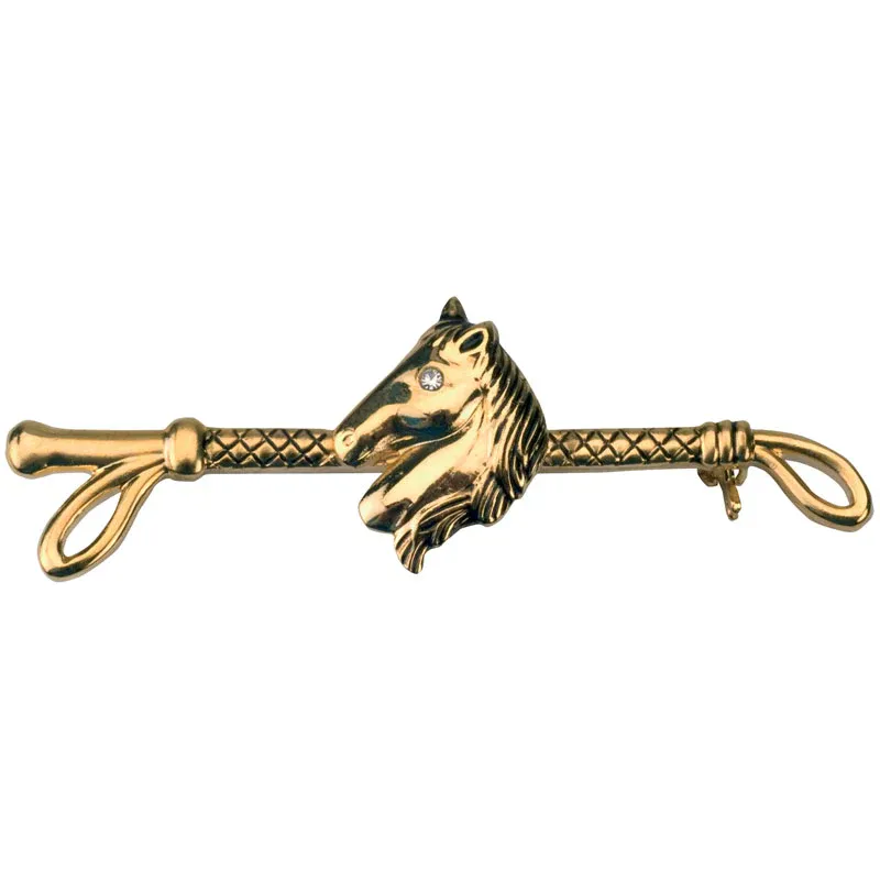 Imperial Whip And Horse Head Stock Pin 6cm
