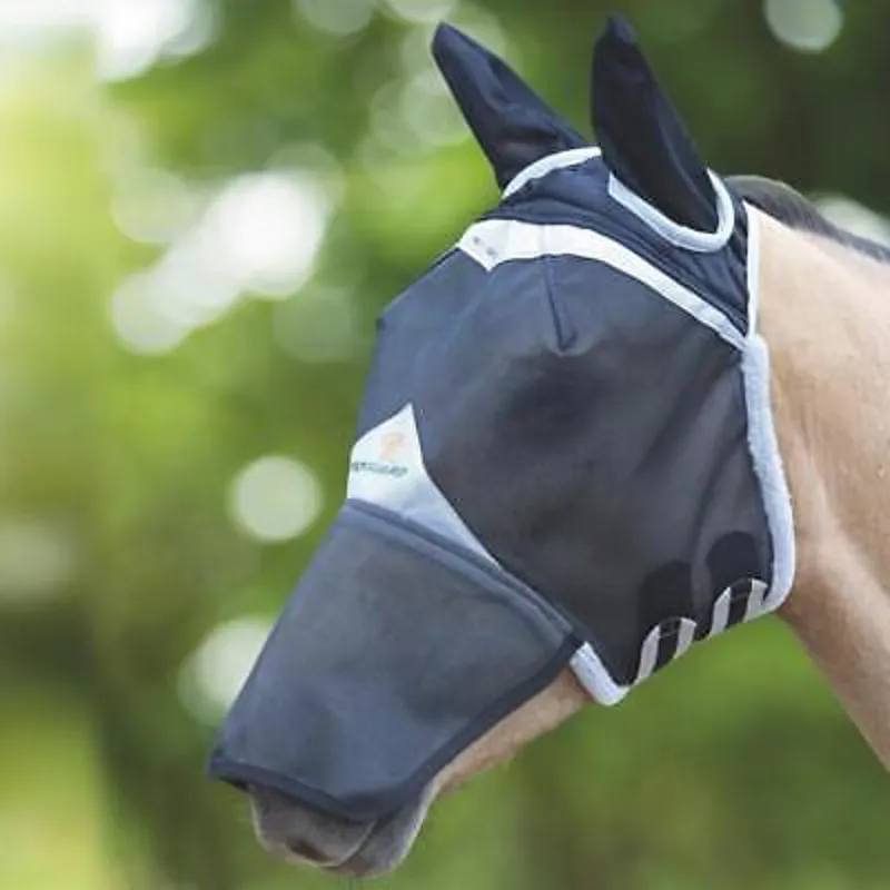 Shires Field Durable Fly Mask With Ears and Nose in BLACK