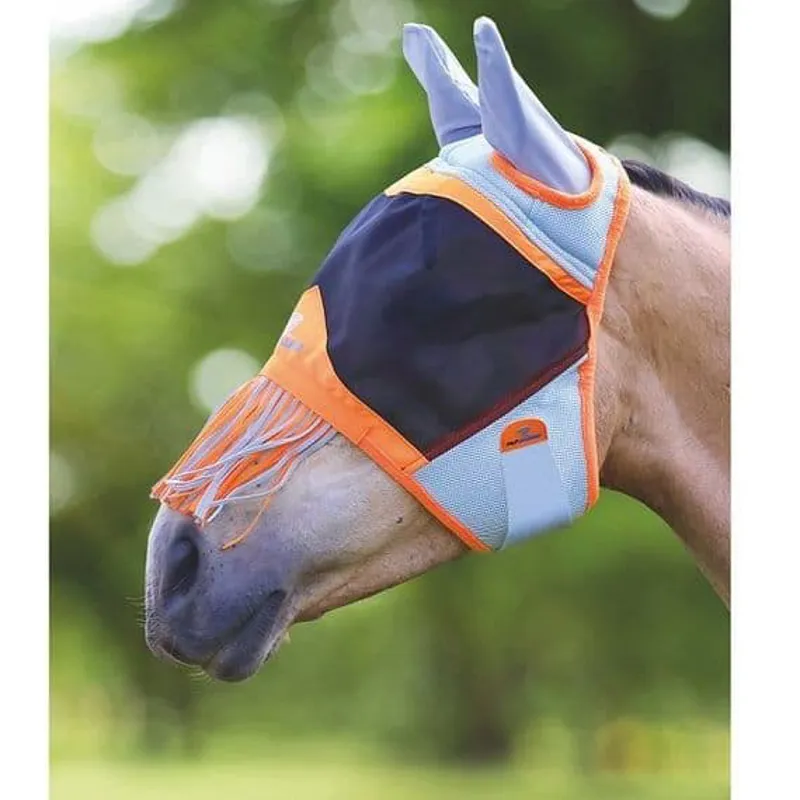 Flyguard Air Motion Fly Mask with Ears and Fringe in ORANGE