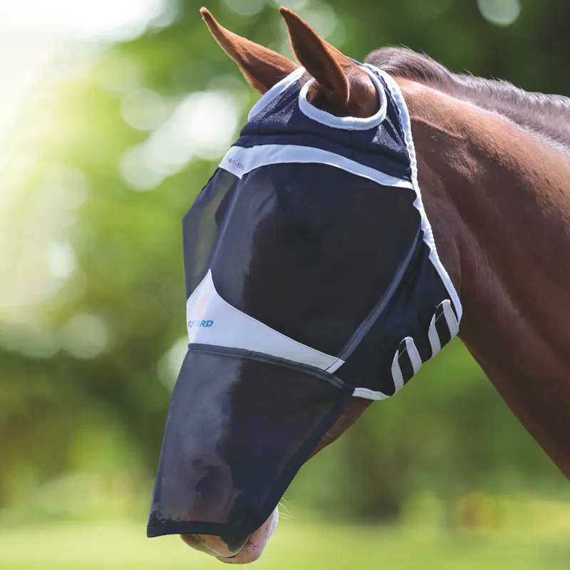 Flyguard Fine Mesh Fly Mask With Ear Hole and Nose in BLACK