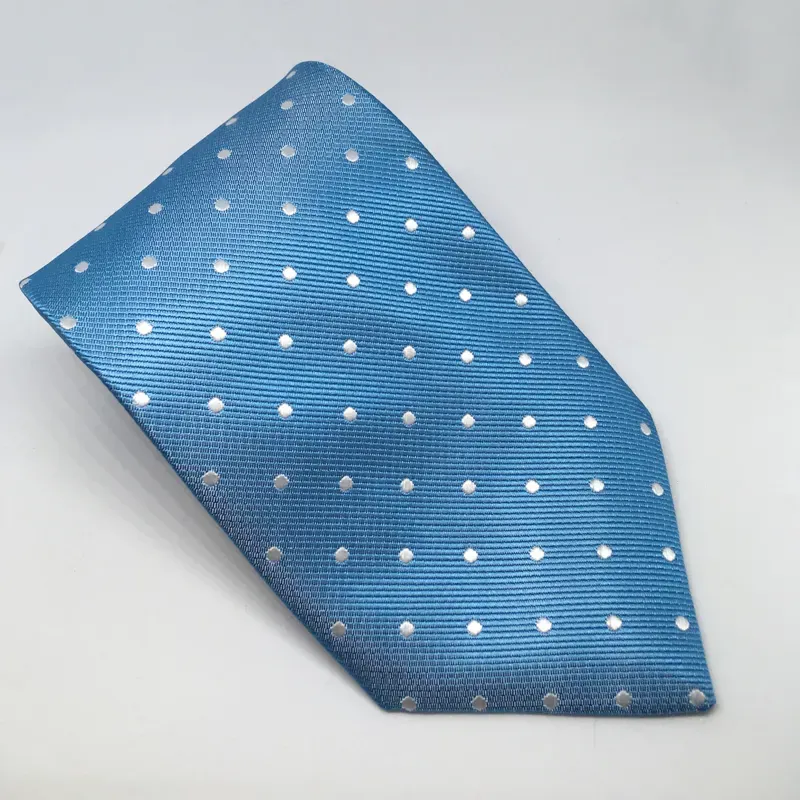 Equetech Show Tie Adult Polka Dot Lt Blue/White