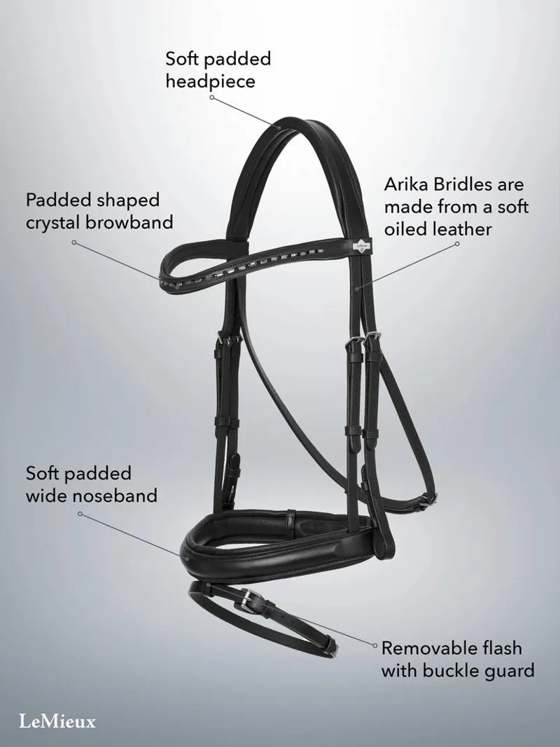 LeMieux Arika Dressage Bridle Black/Silver-2